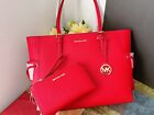 Michael Kors Gilly Large Drawstring Travel Tote Leather + Wallet Set
