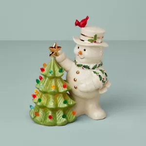 Lenox China Christmas HAPPY HOLIDAYS Retro Tree Lit Snowman Figure - N/O - Picture 1 of 1