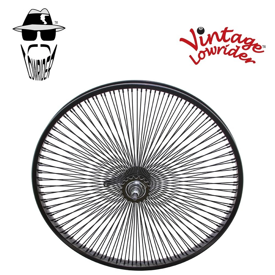 24" Vintage Lowrider Steel COASTER REAR Wheel 144 Spoke 14g Black. - Image 1 of 1