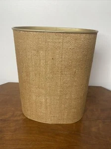 Vintage Decoware Mülleimer Metall Sackleinen Made in USA braun - Bild 1 von 7