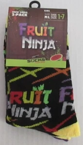 New Kids Size M/L Shoe Size 1-7 Fruit Ninja Crew Socks 3 Pack - Picture 1 of 2