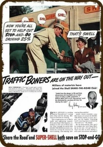 1939 SHELL OIL & GAS Funny Vintage-Look DECORATIVE REPLICA METAL SIGN - Picture 1 of 1