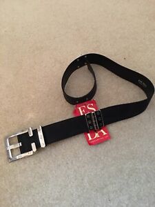 Escada Charcoal Silver Buckle Suede Leather Belt Size 36 NWT
