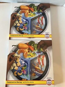Constructive Eating Plates Set Of 2 Children’s Activity Divided Dinnerwear - Picture 1 of 3
