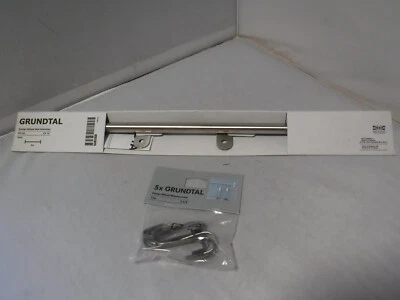 Стойка для посуды IKEA Grundtal Rail настенное крепление нержавеющая 23 1/4 дюйма 302.020.92 с крючками - Изображение 1 из 4