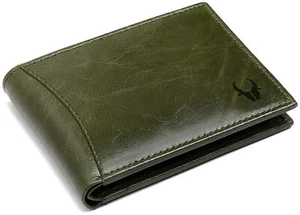 New Bi-fold Leather Wallet for Men Green Colour - Picture 1 of 6