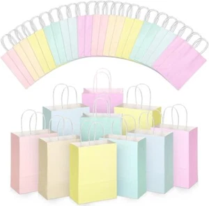 Skyygemm 32 Stück Papier Geschenktüten Großpackung mit 6,3 x 3,2 x 8,6 Zoll, Pastellfarbe - Bild 1 von 7