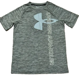 Boys Tshirt Under Armour Boys Shirt UA Shirt Gray White Size YLG - Picture 1 of 5