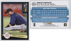 2016 Panini Donruss 1982 Design Black Border /99 Carlos Gonzalez #D82-28