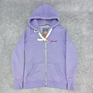 SUPERDRY PURPLE THICK HOODIE JACKET ORANGE LABEL HEAVYWEIGHT Y2K UK XS - Picture 1 of 3