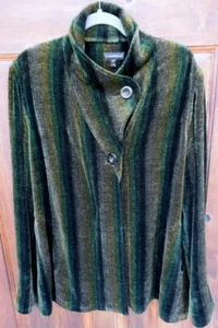 Vintage Loominus handgewebte Viskose Chenille mehrere Streifen Pullover Jacke - 31" lang - M-EG - Bild 1 von 19