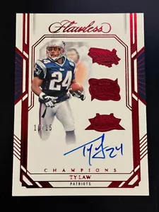 2023 Panini Flawless Football Ty Law #3X-TLW Champions Ruby Auto /15 - Picture 1 of 2