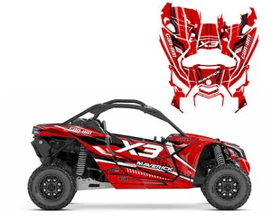 Can am Maverick X3 custom graphics wrap kit 24 mil thick design #V2001 Red - Picture 1 of 4