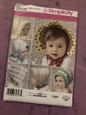 Simplicity Sewing Pattern 2908 Babies and Toddlers Hats in 4 Sizes Size A XS-L - Image 1 of 4
