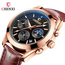 CHENXI Men Watch Casual Leather Chronograph Wristwatch Male Quartz Date Watch