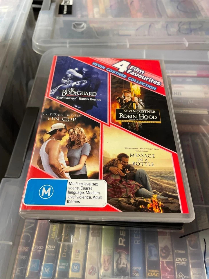 Kevin Costner 4 Film DVD SET Bodyguard Robin Hood Tin Cup Message In A Bottle - Image 1 of 1