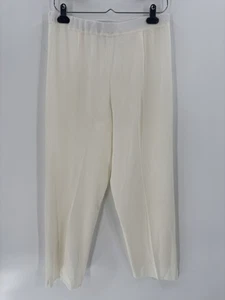 Exclusively Misook Pants Womens Medium Ivory White 100% Acrylic Stretchy Pleated - Picture 1 of 18