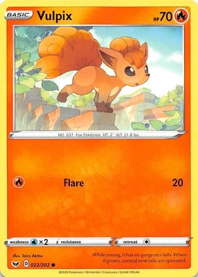 Vulpix 022/202 SWSH01 Sword & Shield Base Set Pokemon 004320 - Image 1 of 2