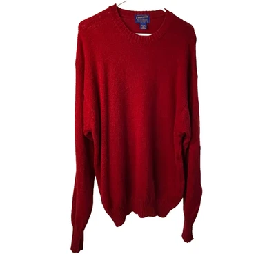 Pendleton Red Shetland Wool Sweater Mens Large Scoop Neck - Image 1 of 4
