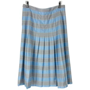 Skirt 30 Women's Blue Polyester Vintage Checked Lightweight Zip Up Long Skirt - Picture 1 of 6