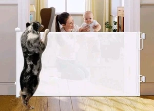 Cumbor 55" Wide Retractable Mesh Baby Pet Dog Gate NEW OPEN BOX - Picture 1 of 5
