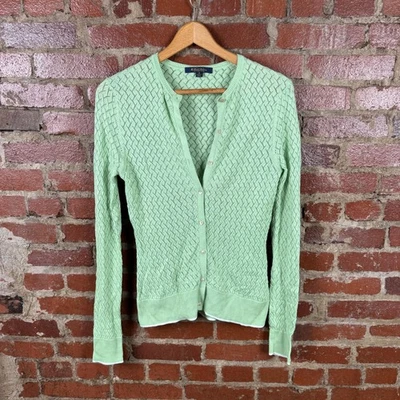 Suéter Brooks Brothers Mujer Pequeño Verde Sea Island Algodón Cárdigan Pointelle Foto 1 de 4