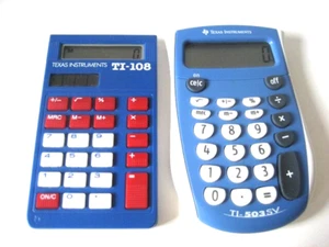 Lot Of 2  Calculators Texas Instruments Solar TI 108 / TI 503SV Tested Works - Picture 1 of 4