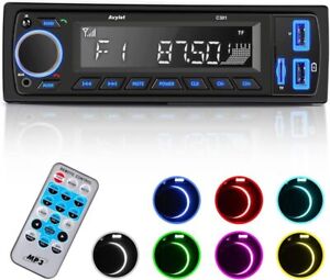 Car Radio Stereo Bluetooth USB AUX MP3 FM Stereo Handsfree Calling 7 LED Colors