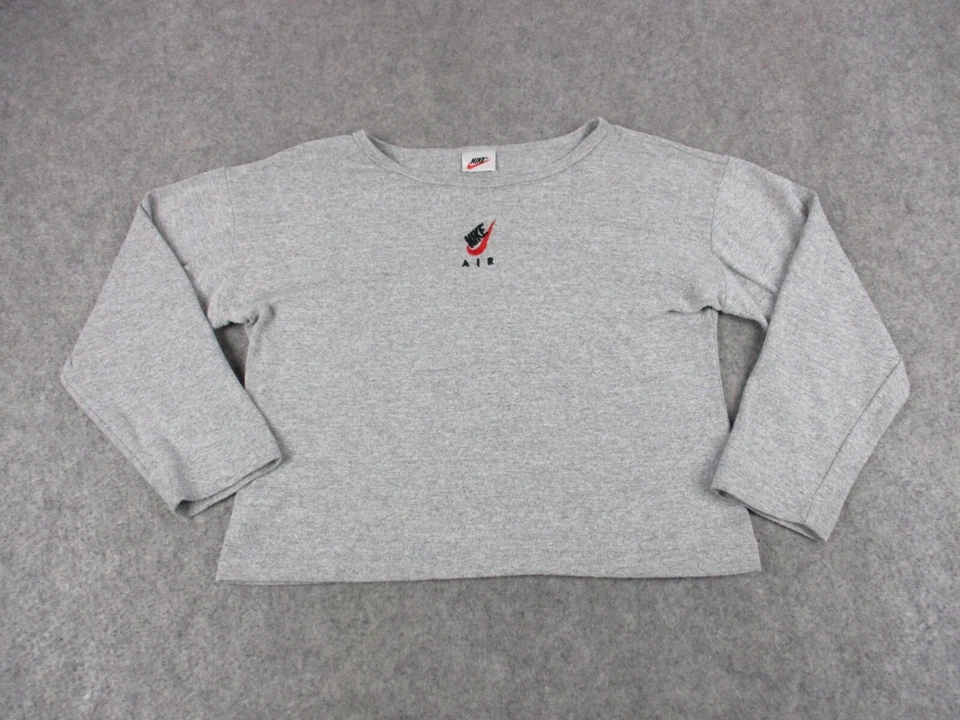 VINTAGE Nike Shirt Girls One Size Gray Air Swoosh Lightweight Crop Top USA - Image 1 of 4