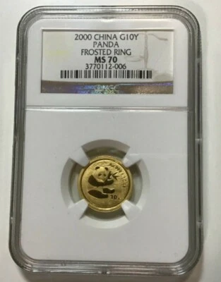 2000 China 10 Yuan Gold Panda 1/10 oz NGC MS-70 Frosted Ring G10Y RARE!! - Image 1 of 4