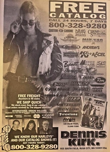 1990 Werbung Dennis Kirk Motorrad Teil Sexy Frau Lederjacke - Bild 1 von 1