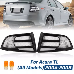 Rear Tail Light Black Housing Clear Lens Halogen Set For Acura TL 04 05 06 07 08 - Picture 1 of 24