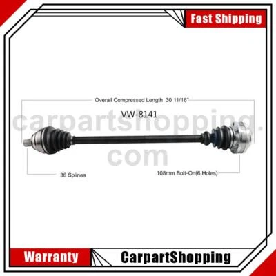 Front Right Passenger CV Axle Shaft Fits 2011 Volkswagen CC 2012 Volkswagen CC - Image 1 of 2