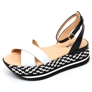 D0278 sandalo donna HOGAN fasce incrociate nero/bianco sandal shoe woman - Picture 1 of 4