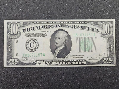 🌟 FR#2006 $10 1934-A Federal Reserve Note PHILADELPHIA DGS Dark Green Seal UNC - Image 1 of 4
