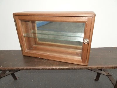 Antique Wall Mount Storage Cabinet w Two Shelves & Mirrored Back - Image 1 of 4