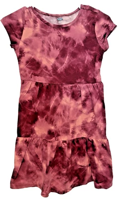 VG+ Old Navy Tye Dye Knee Length Girls Dress Purple Pink Size L 10-12 - Image 1 of 3