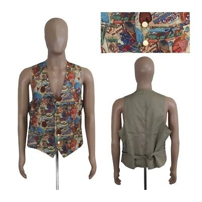 Chaleco Traje 44R Vintage Sin Marca EE. UU. Multideporte Béisbol Fútbol Botones Dorados Foto 1 de 4