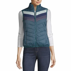 NWT ARIZONA TEAL QUILTED PUFFER VEST JACKET TOP JUNIOR XSMALL - Picture 1 of 1