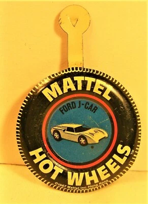 Vintage Classic Mattel Hot Wheels Ford J-Car 1967 Original Tin Badge Pin - Image 1 of 3