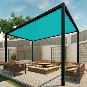 Parasol vela rectangular 16-24 pies borde recto, cubierta de pérgola exterior turquesa - Imagen 1 de 9