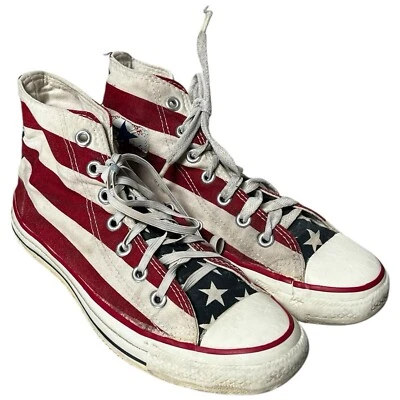 Scarpe vintage made in USA Converse All Star Chuck Taylor uomo 5,5 W 7,5 BANDIERA AMERICANA - Immagine 1 di 4