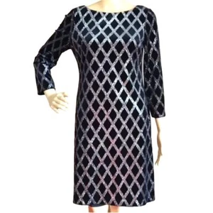 Vestido Jessica Howard Mujer 18W Negro Terciopelo Plata Brillante Diamante Fiesta - Imagen 1 de 12