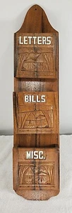 Vintage Wood Hanging Mail Sorter / Message Center - Letters - Bills - Misc  - Picture 1 of 9
