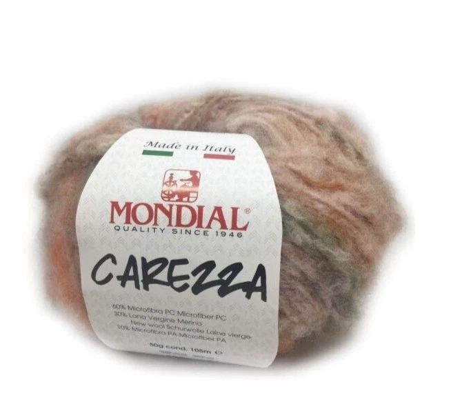 Hilo Mondial~CAREZZA~#898 60% Microfibra PC, 30% Lana Virgen-50g ~ Estilo Mohair Foto 1 de 4