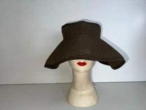 Women Brown Straw Wide Brim Summer Sun Protection Beach Holiday Hat OLS-HT012 - Picture 1 of 4