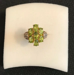 Hebei Peridot Ring Kambodschanischer Zirkon 14K Gelbgold 925 Sterling Silber Größe 6 - Bild 1 von 6