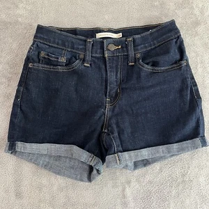 Levis Mid Length Short Roll Up Blue Shorts Damen 26 Dark Wash Stretch Mid Rise - Bild 1 von 6