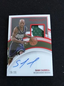 Sam Cassell 2021-22 Immaculate Red Game Used Patch Auto Autographs 15/25 - Picture 1 of 2
