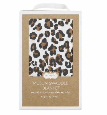 "Manta de muselina de algodón leopardo Mud Pie para bebés niñas en caja de regalo 47"" X 47""" Foto 1 de 2